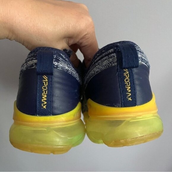 Nike Air Vapormax Flyknit 3 GS College Navy Orange Runners - 6 - Picture 8 of 12